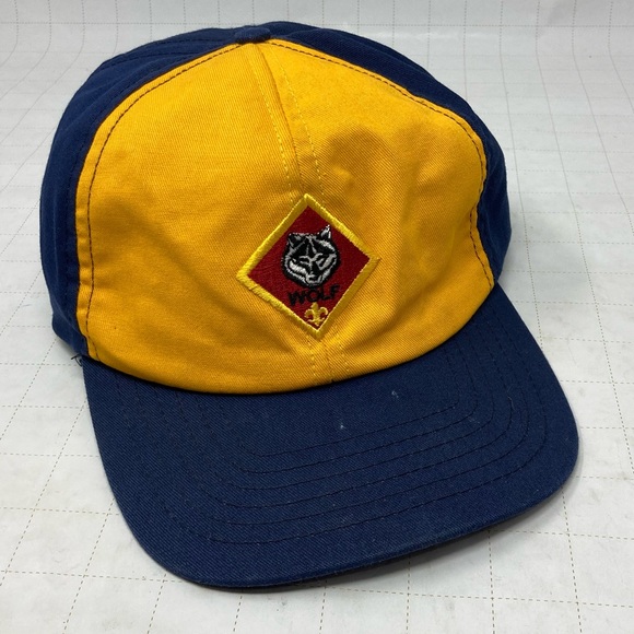 Boy Scouts Wolf Blue Gold vintage made in the USA twill M/L SnapBack cap - Picture 1 of 11